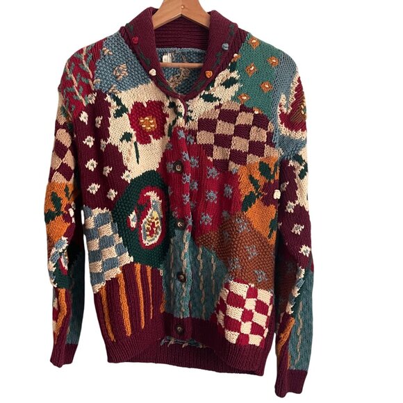 Sweaters - Handmade Womens Indie Patchwork Cardigan Sweater Size S Boho Fairy Grunge Artsy